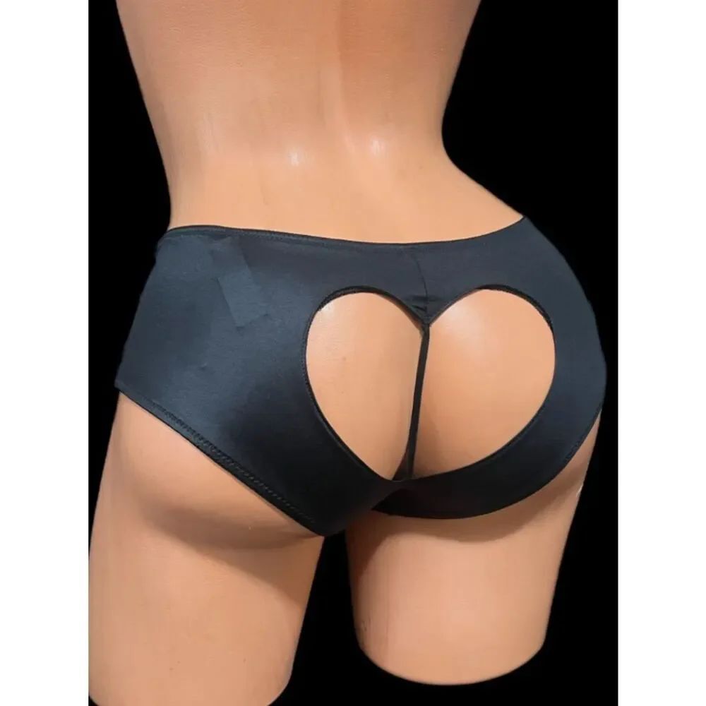 Victorias Secret Very Sexy Heart Cutout Ouvert open back  cheeky panty black M
